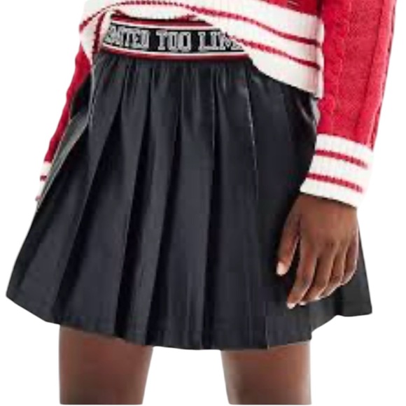 Limited Too Pleated Pleather Skort, Black, Size XL (16-18) - Picture 1 of 8